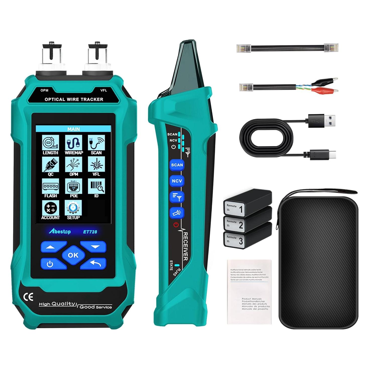 Probador de Cable de Red Abestop ET728 con Funciones Múltiples