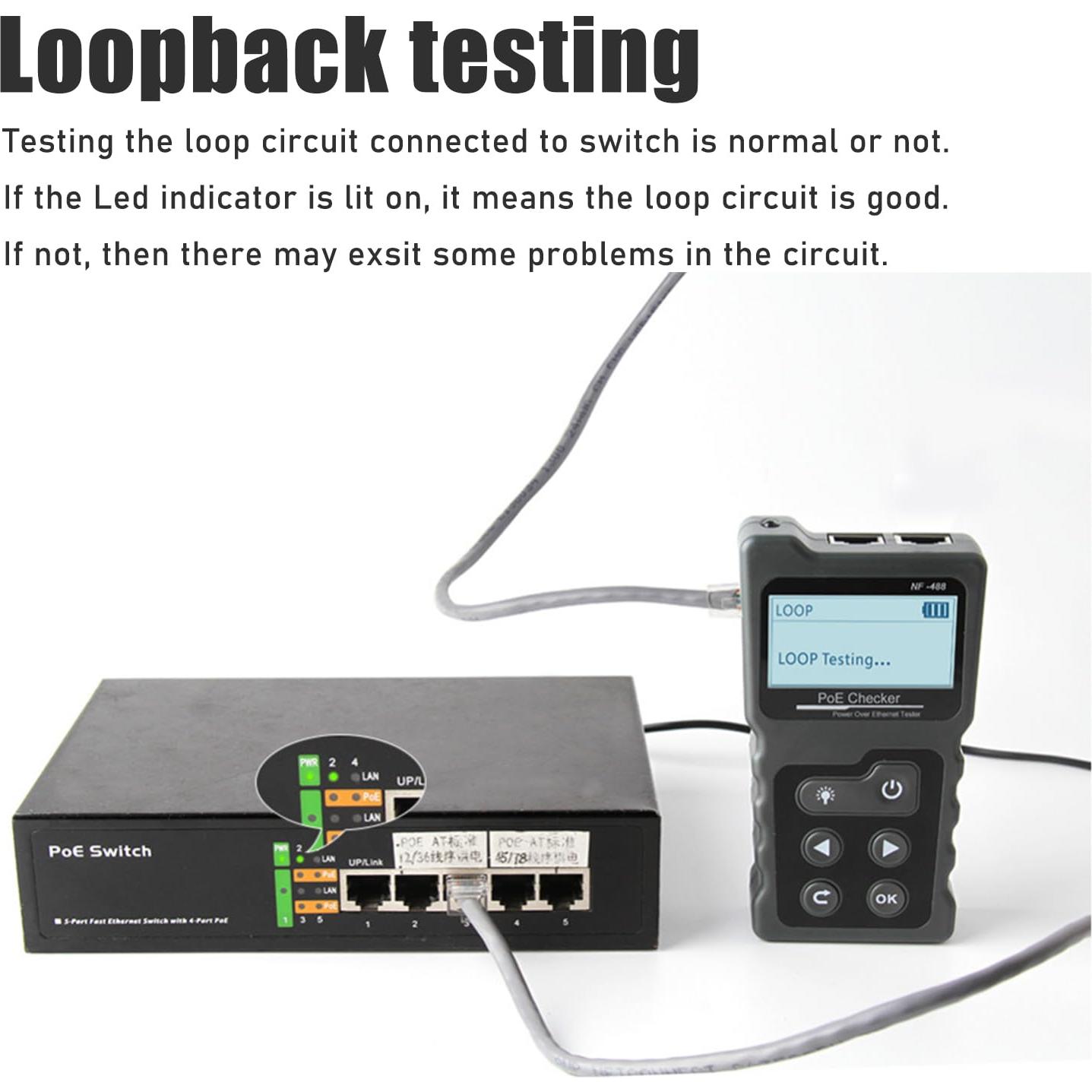 Probador de Cable de Red NF-488 ZHOUCE con Prueba POE y Continuidad