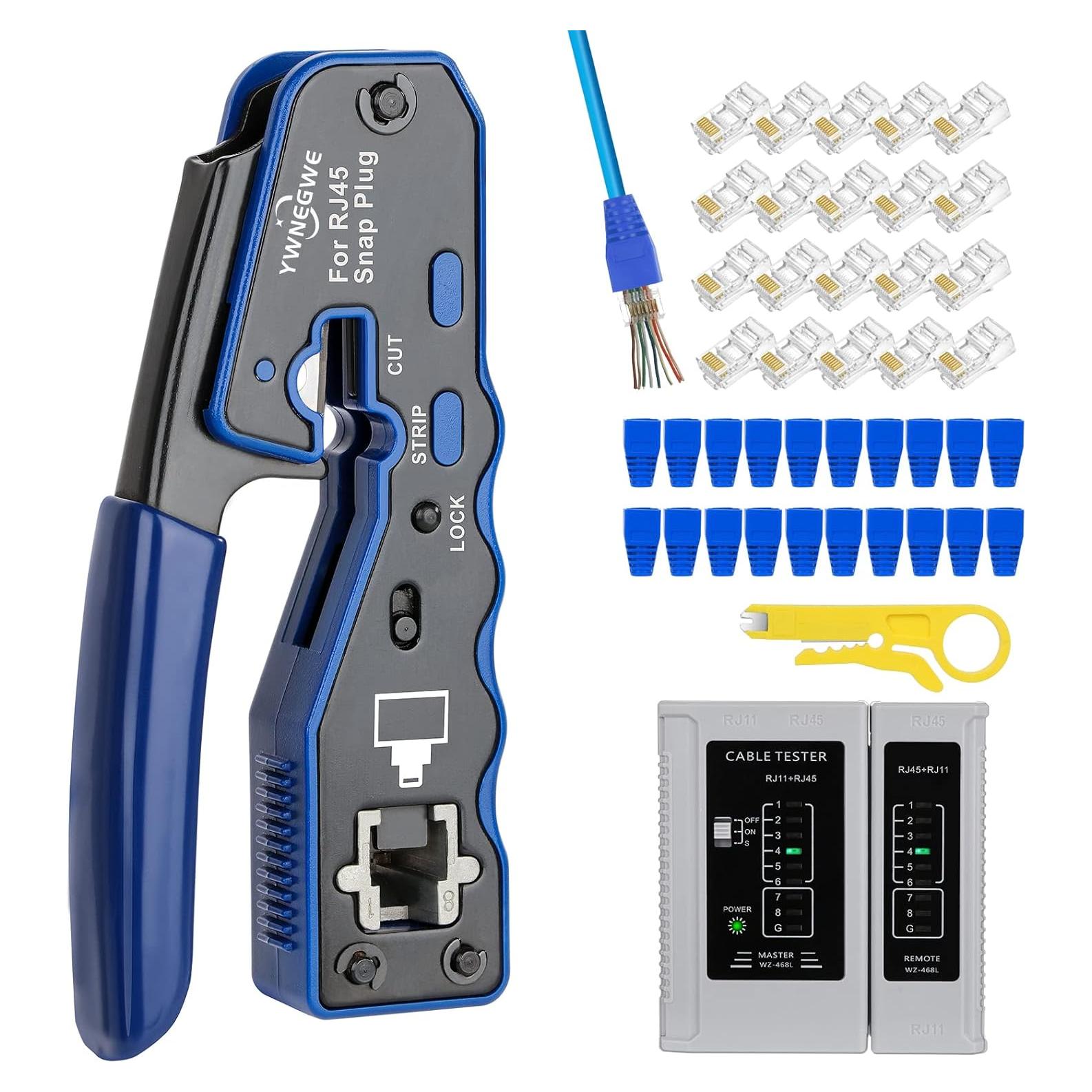 Kit de Crimpado RJ45 YWNEGWE con Probador y 20 Conectores