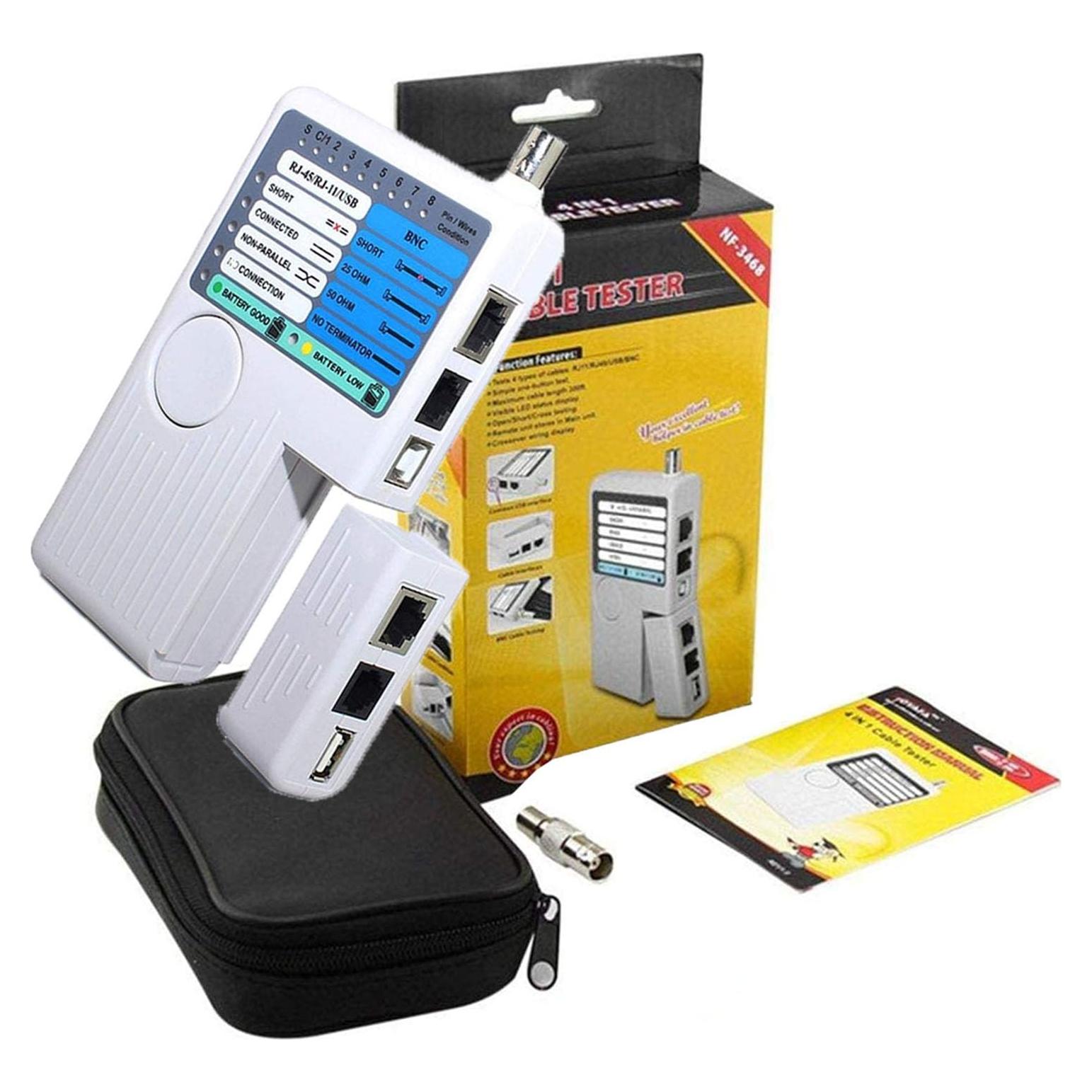Probador de Cable de Red 4 en 1 iMBAPrice RJ11 RJ45 USB BNC