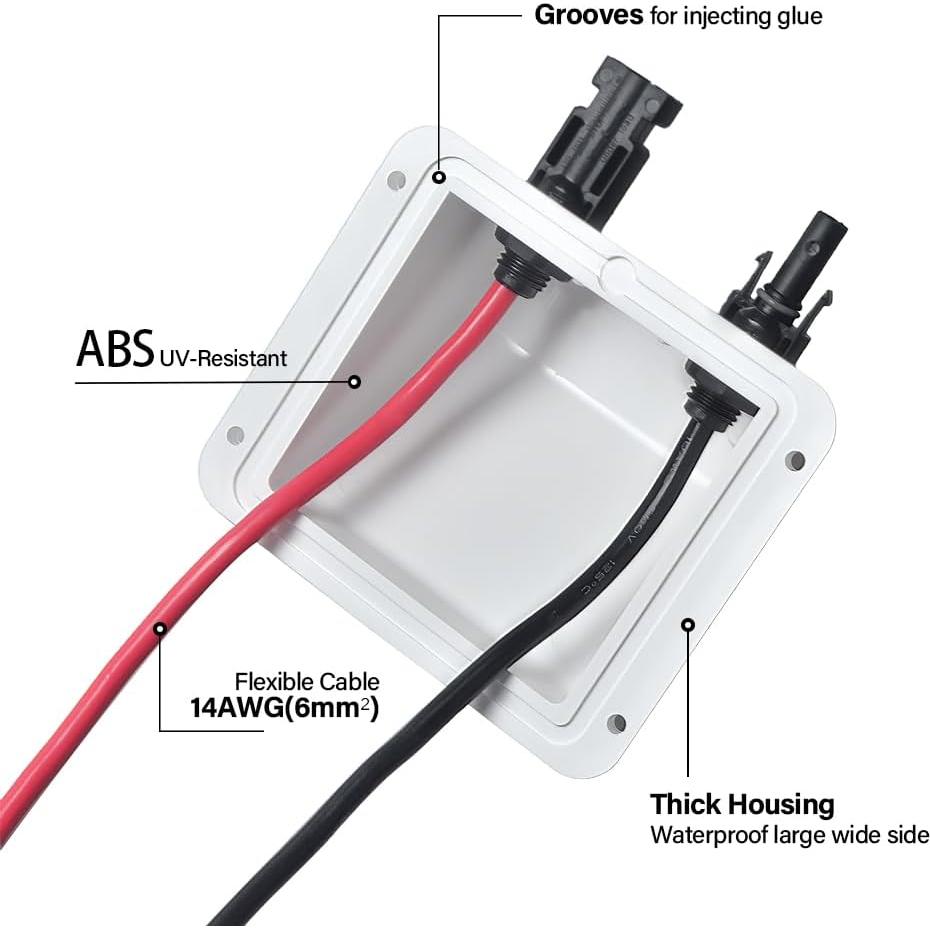 Entrada de Cable Solar Doble ABS 10ft IP68 para RV y Barco