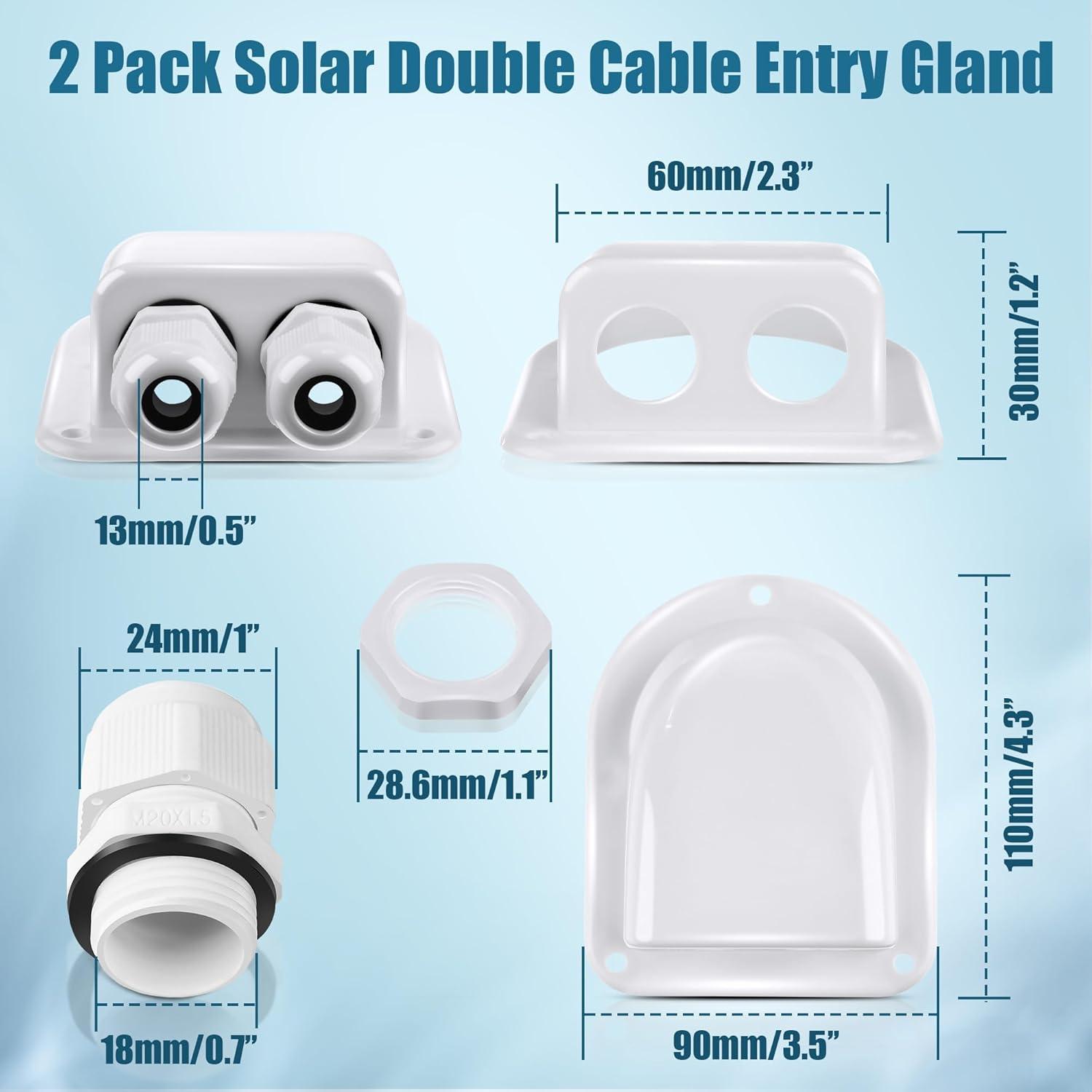 Entrada de Cable Solar Doble Enhon Blanca 110x90mm Impermeable