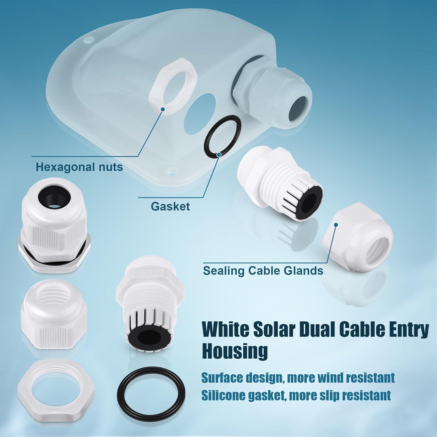 Entrada de Cable Solar Doble Enhon Blanca 110x90mm Impermeable