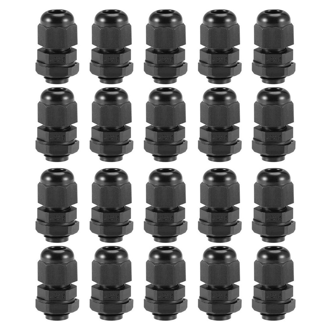 Conectores de Cable M12x1.5 uxcell 20pcs Nylon Impermeables