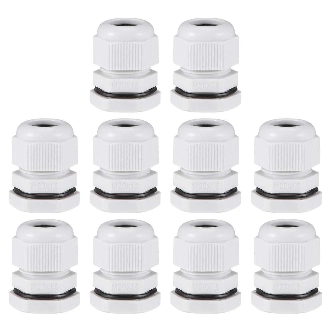 Conector de Cable M20 uxcell Impermeable Nylon 10pcs 6-12mm