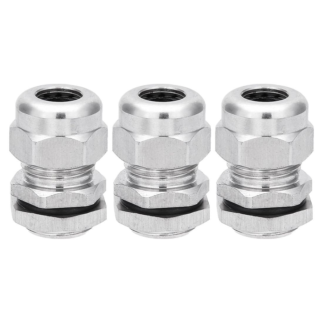 Conector de Cable PG9 uxcell Acero Inoxidable a Prueba de Agua 3 Pcs