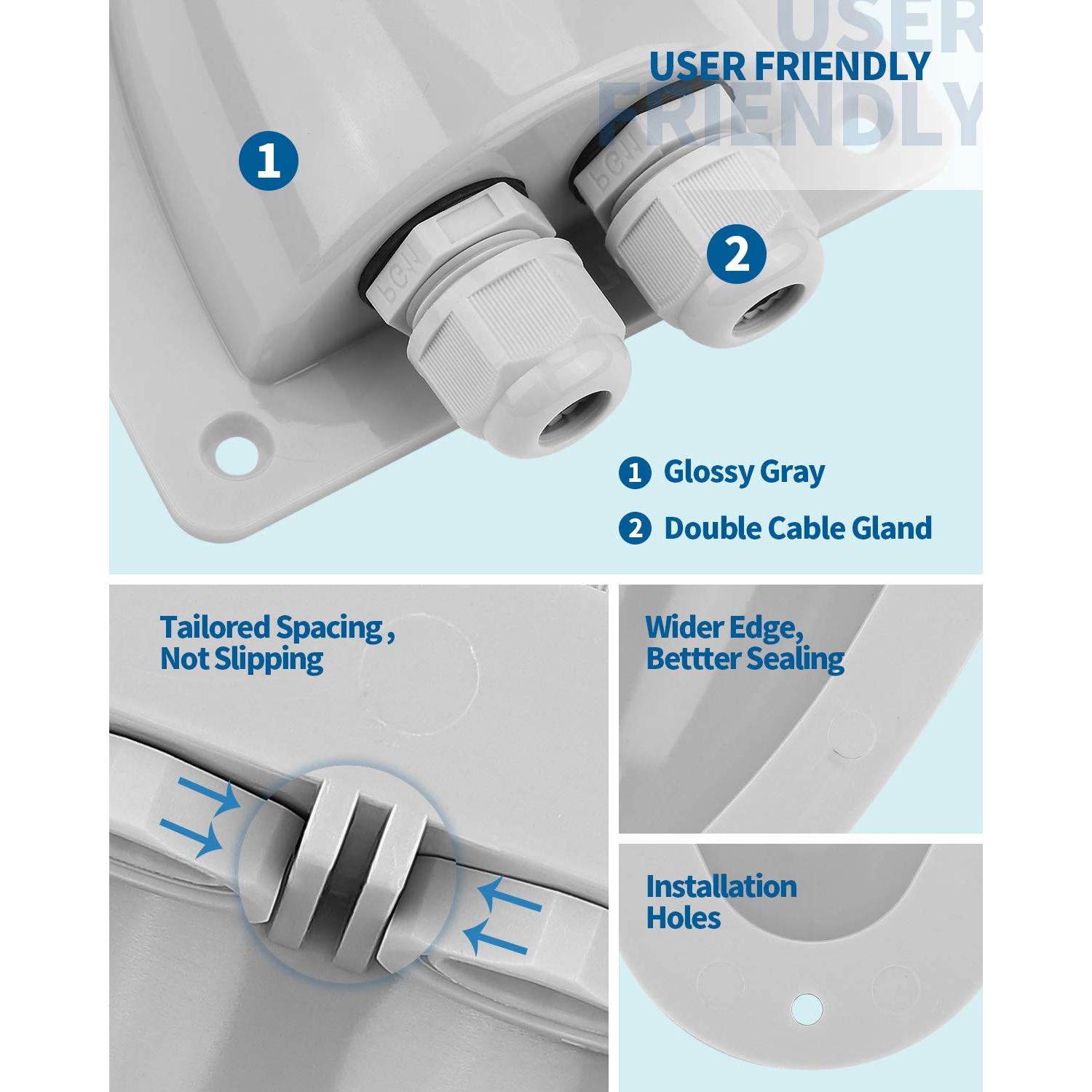 Caja de Entrada de Cable Doble Solar BougeRV ABS Impermeable