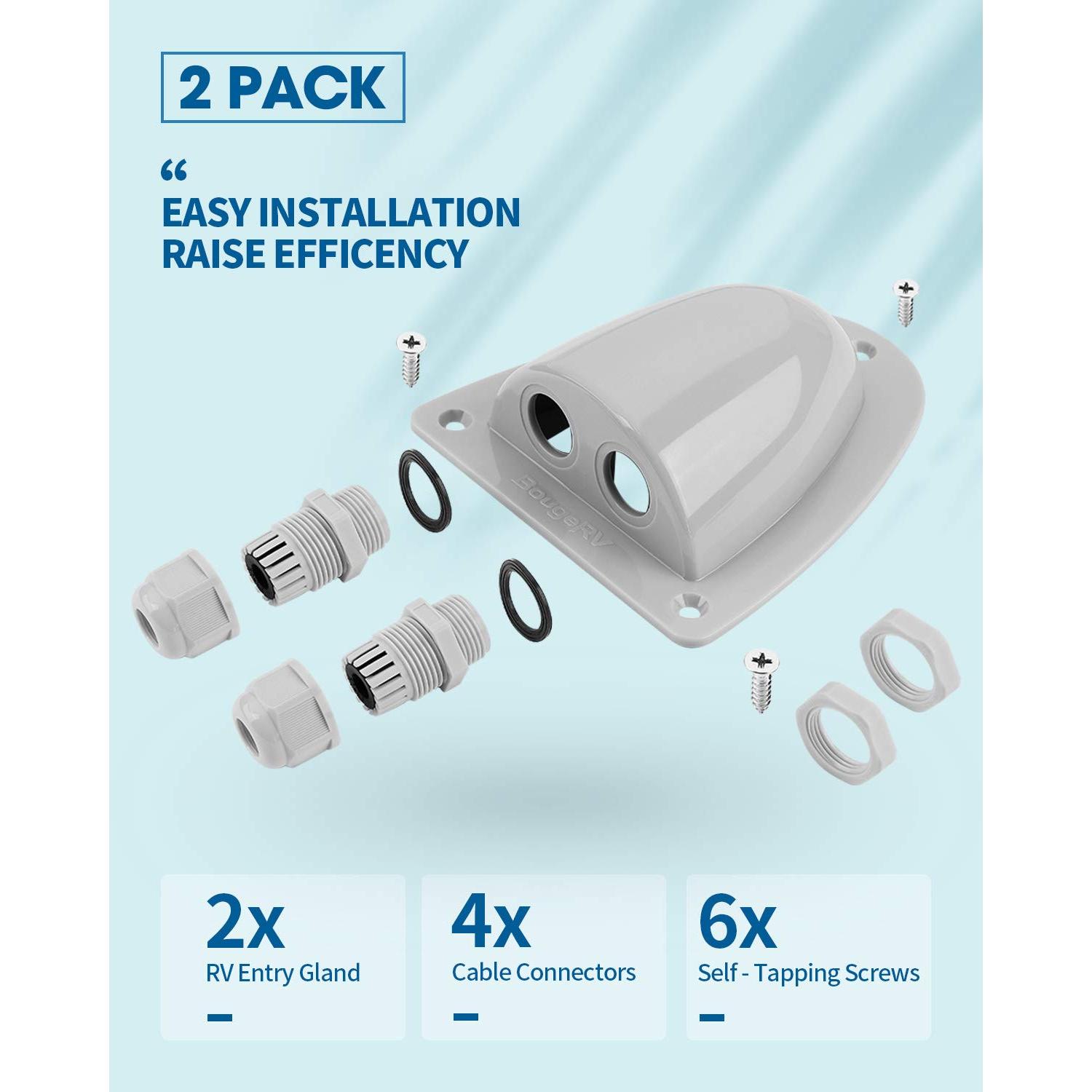 Caja de Entrada de Cable Doble Solar BougeRV ABS Impermeable