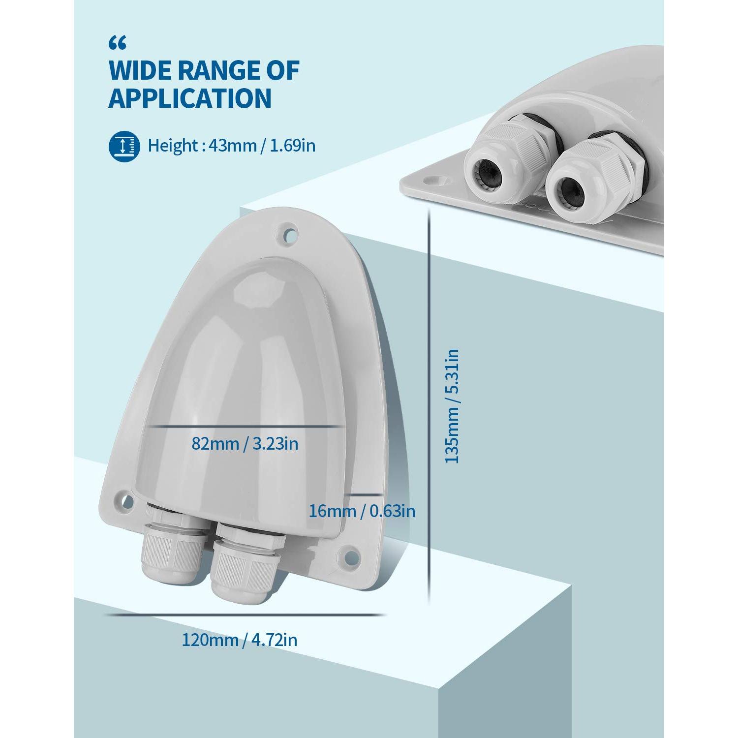 Caja de Entrada de Cable Doble Solar BougeRV ABS Impermeable