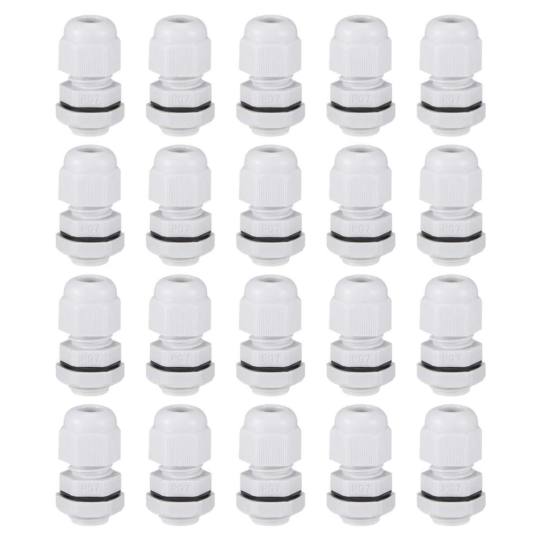 Conectores de Cable PG7 uxcell 20pcs Nylon Impermeables 3-5.5mm