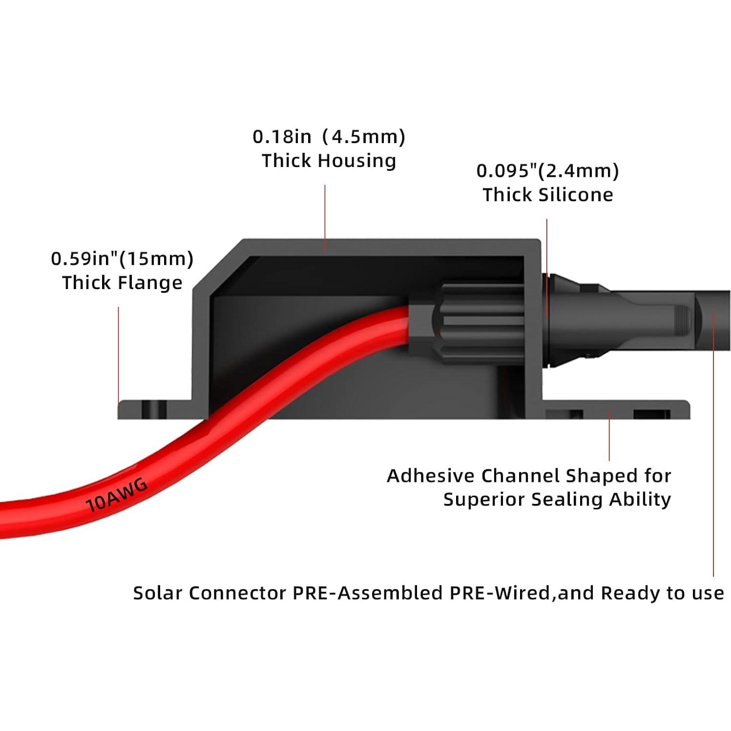 Caja de entrada de cable solar IP67 SolarEnz 3.05m 10AWG