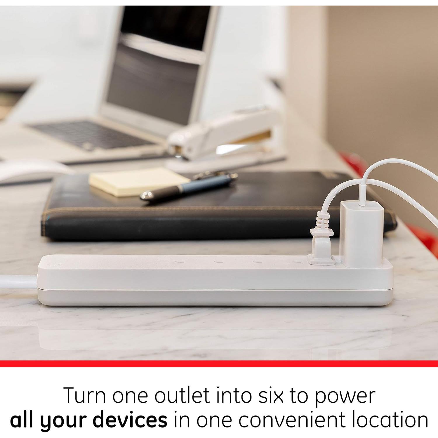 Regleta Protectora GE 6 Salidas 0.61 m 620 Julios 2 Paquete