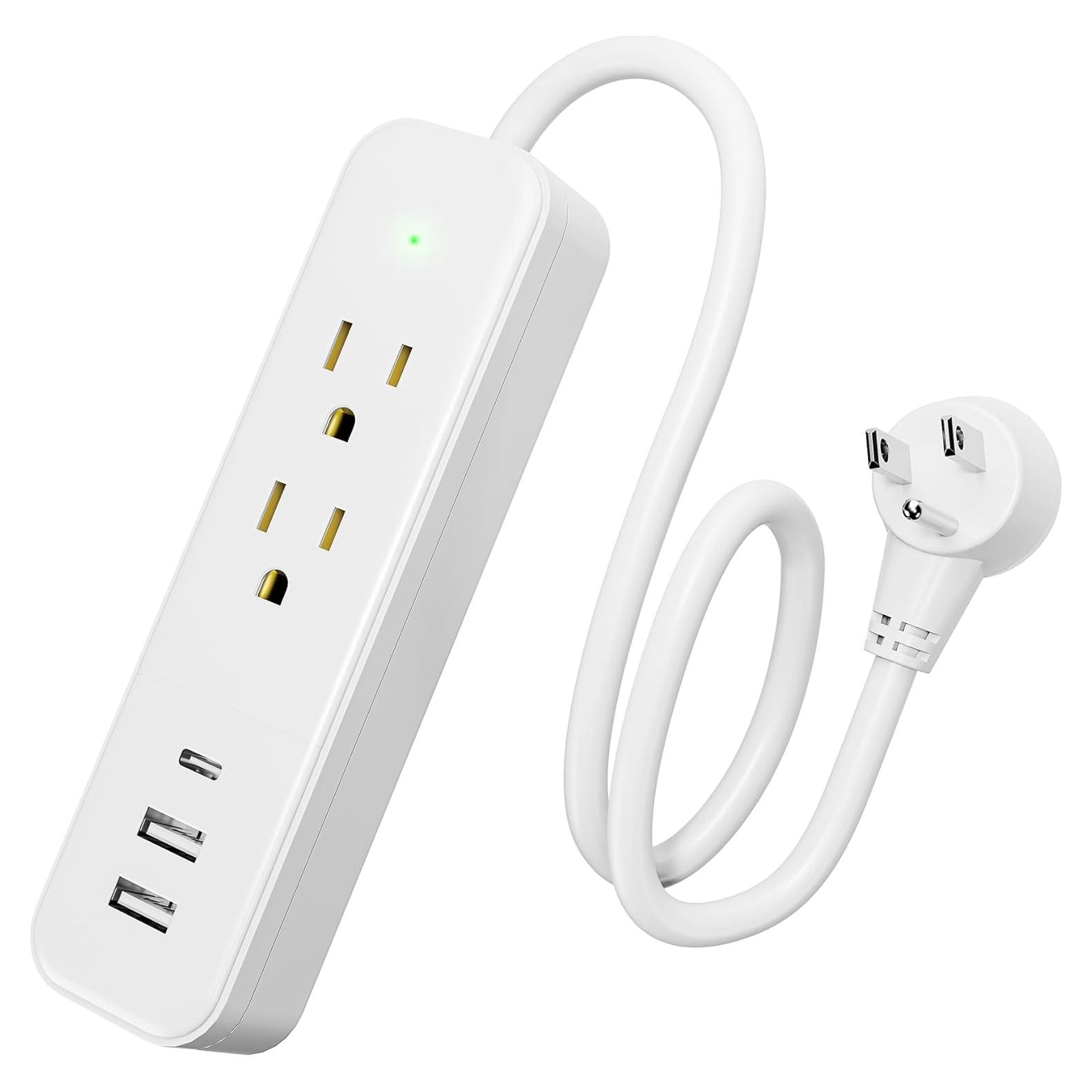 Protector de Sobretensión Maxwel MPS-W002 con 3 USB y 2 AC