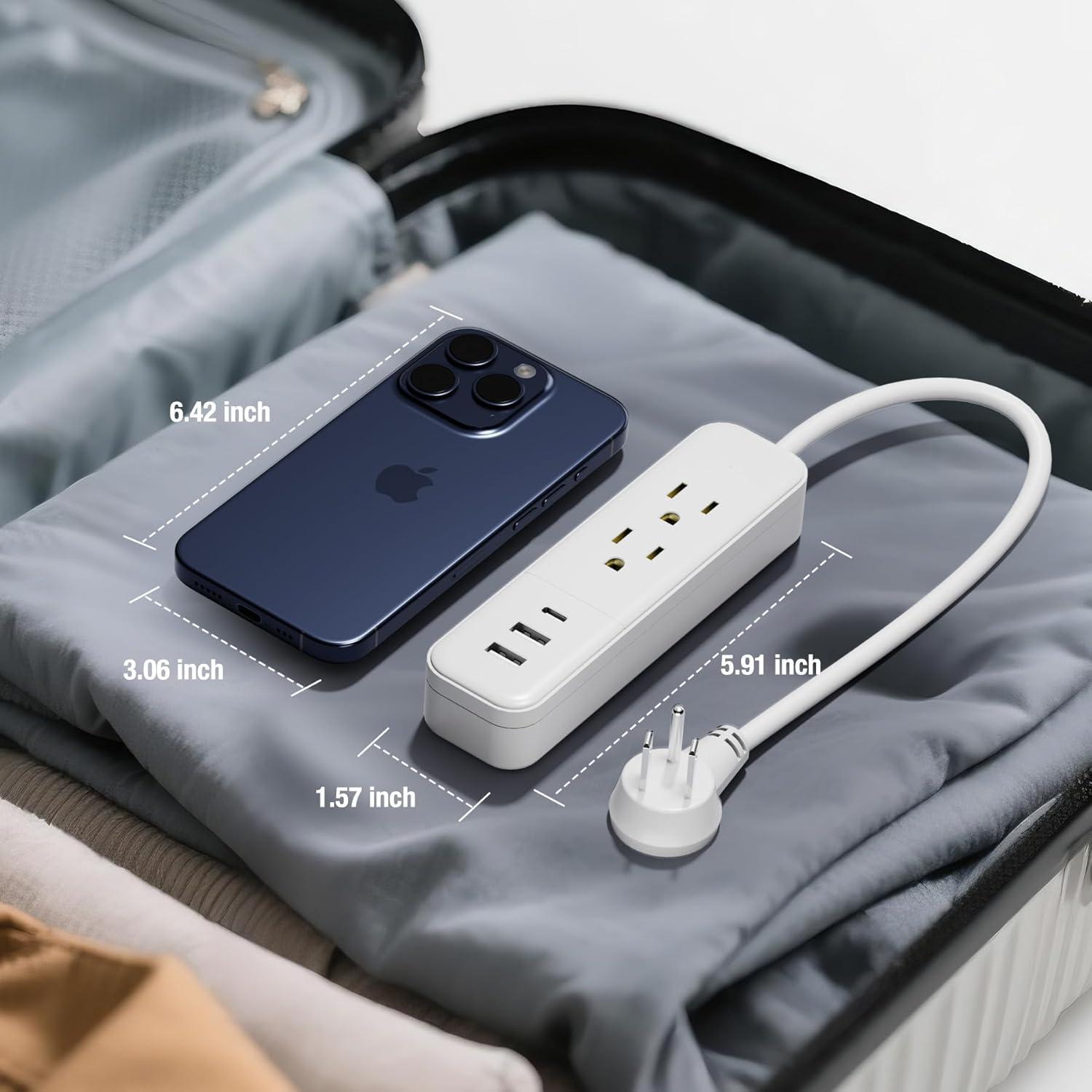 Protector de Sobretensión Maxwel MPS-W002 con 3 USB y 2 AC