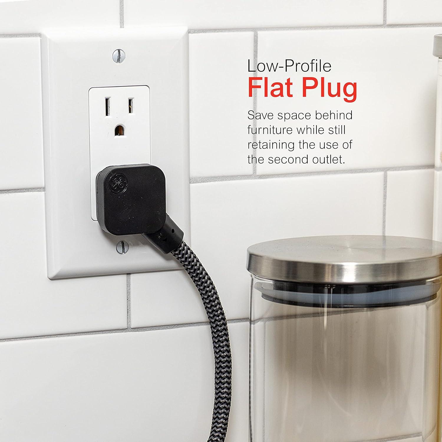 Regleta GE de 3 Salidas con Cable Trenzado de 15.24 cm Negro