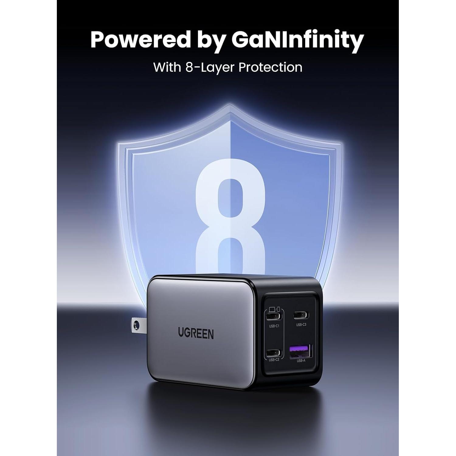 Cargador USB C UGREEN 65W 4 Puertos GaN Carga Rápida