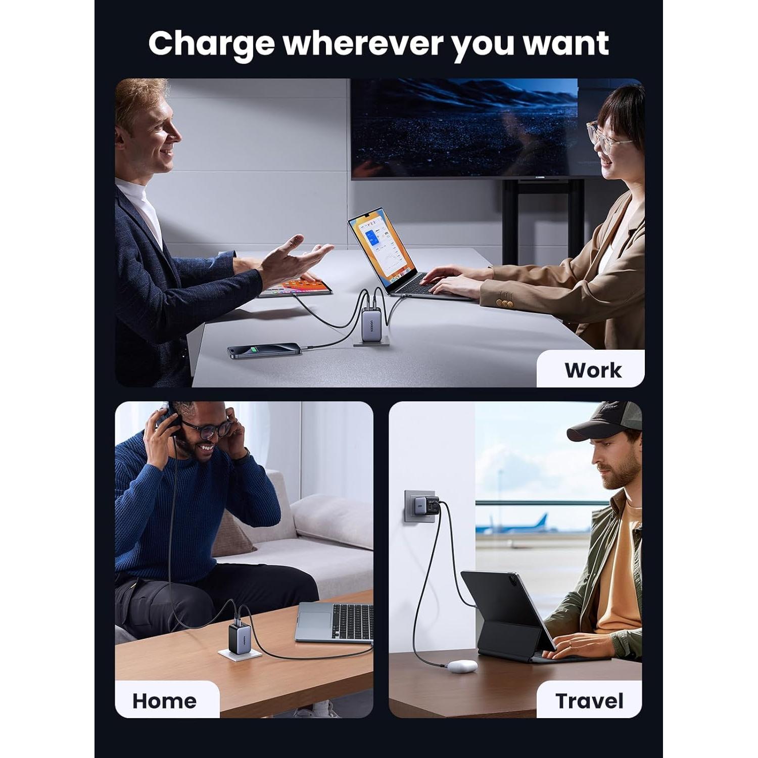 Cargador USB C UGREEN 65W 4 Puertos GaN Carga Rápida