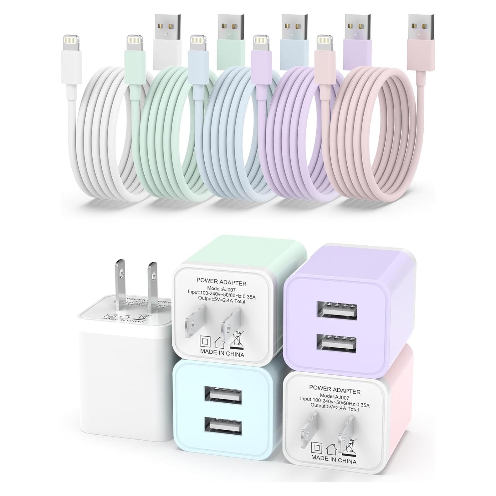 Cargador USB Doble iGENJUN 12W + 5 Cables Lightning 6FT