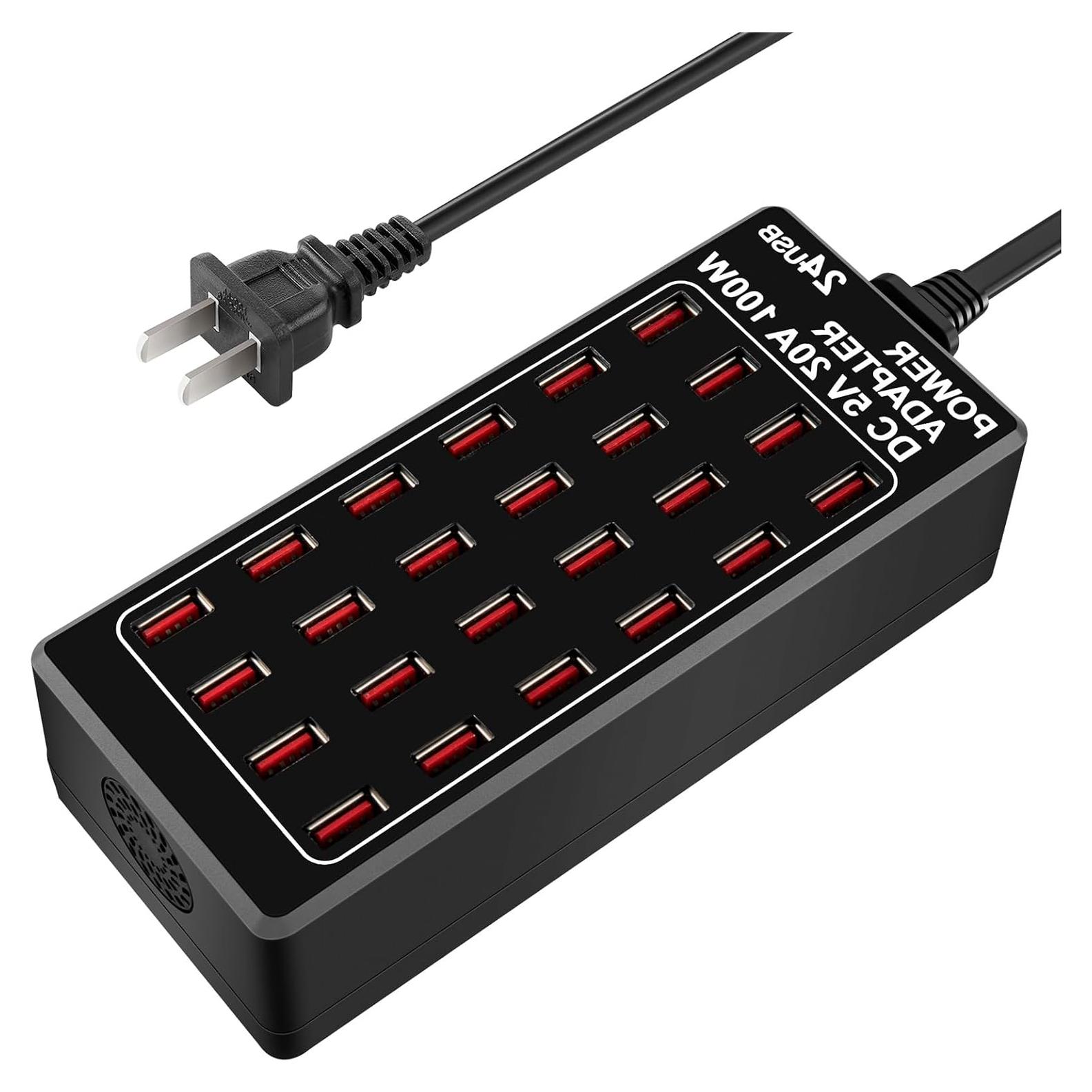 Estación de Carga USB 24 Puertos RUANSZZ 100W Cargador Rápido