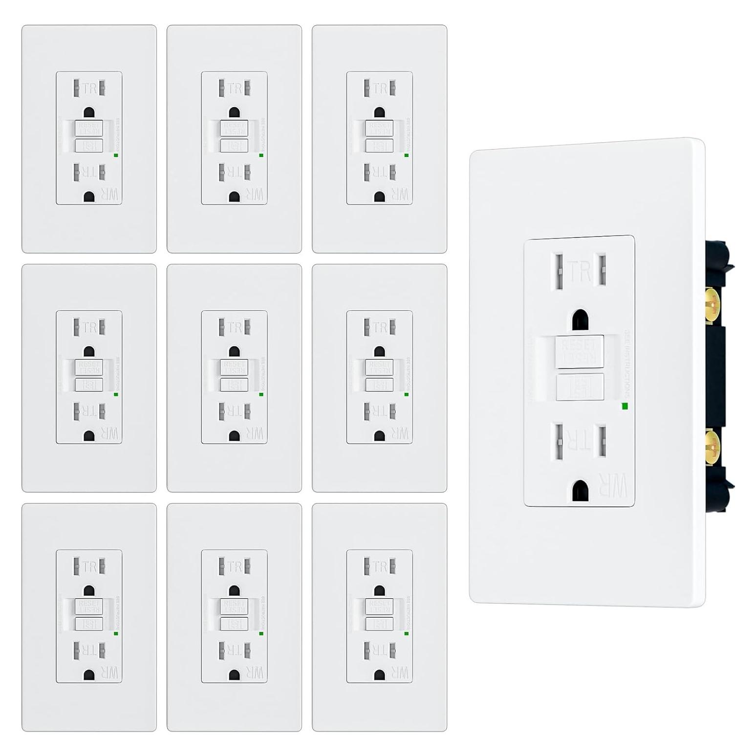 Enchufes GFCI 15A BRILLTECH Resistente a la Intemperie 10PACK