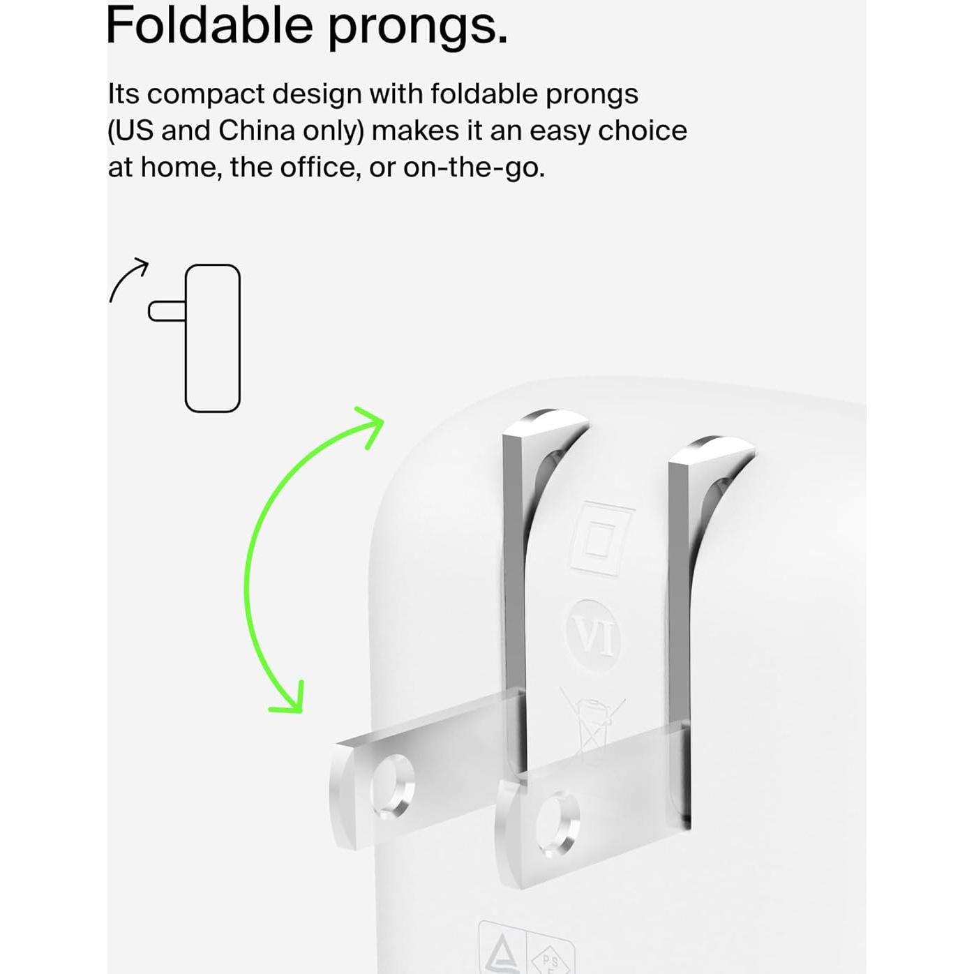 Cargador Doble USB-C 42W Belkin - Carga Rápida para iPhone y Galaxy