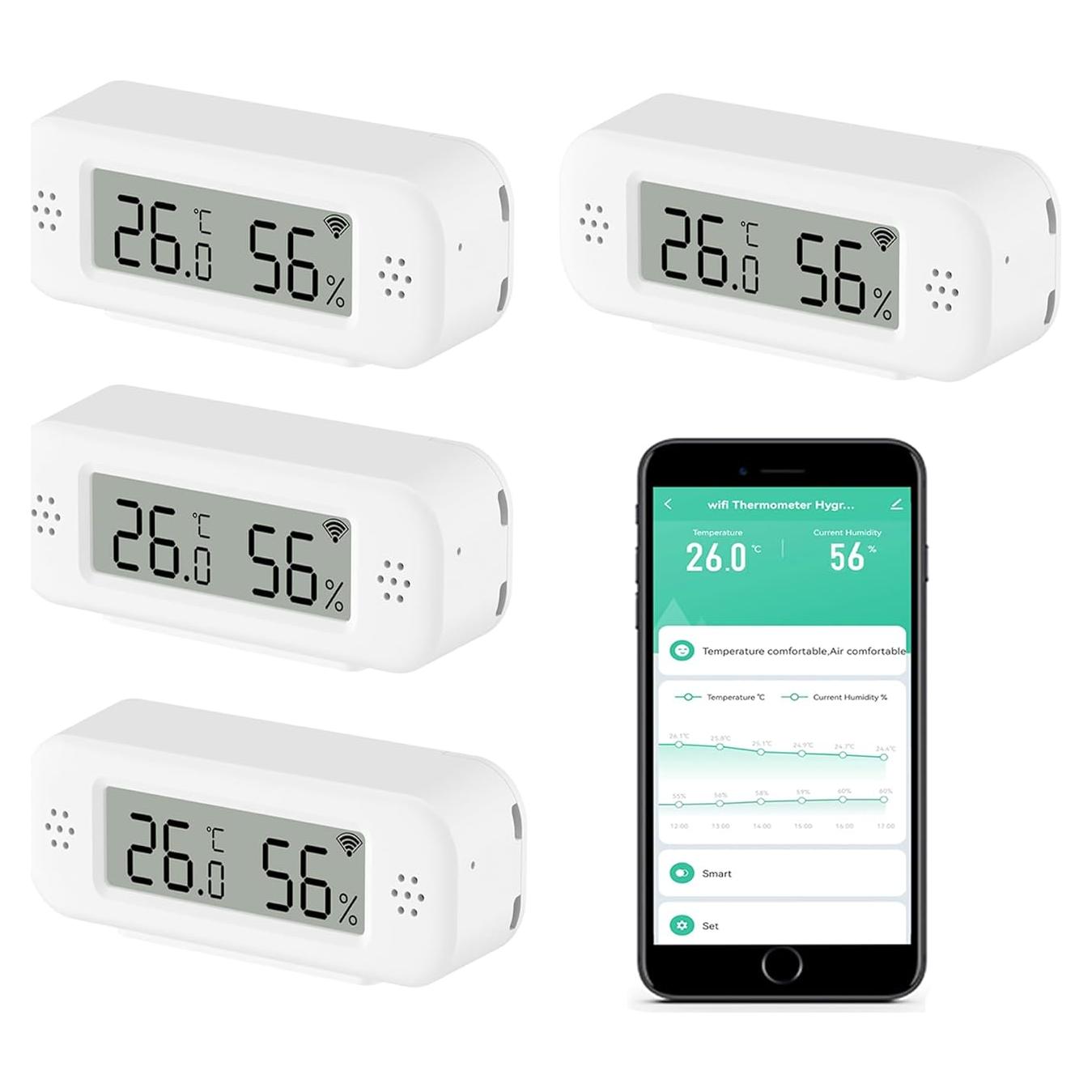 Termómetro Higrómetro WiFi PHOVOLT 4 Paquete Control Remoto