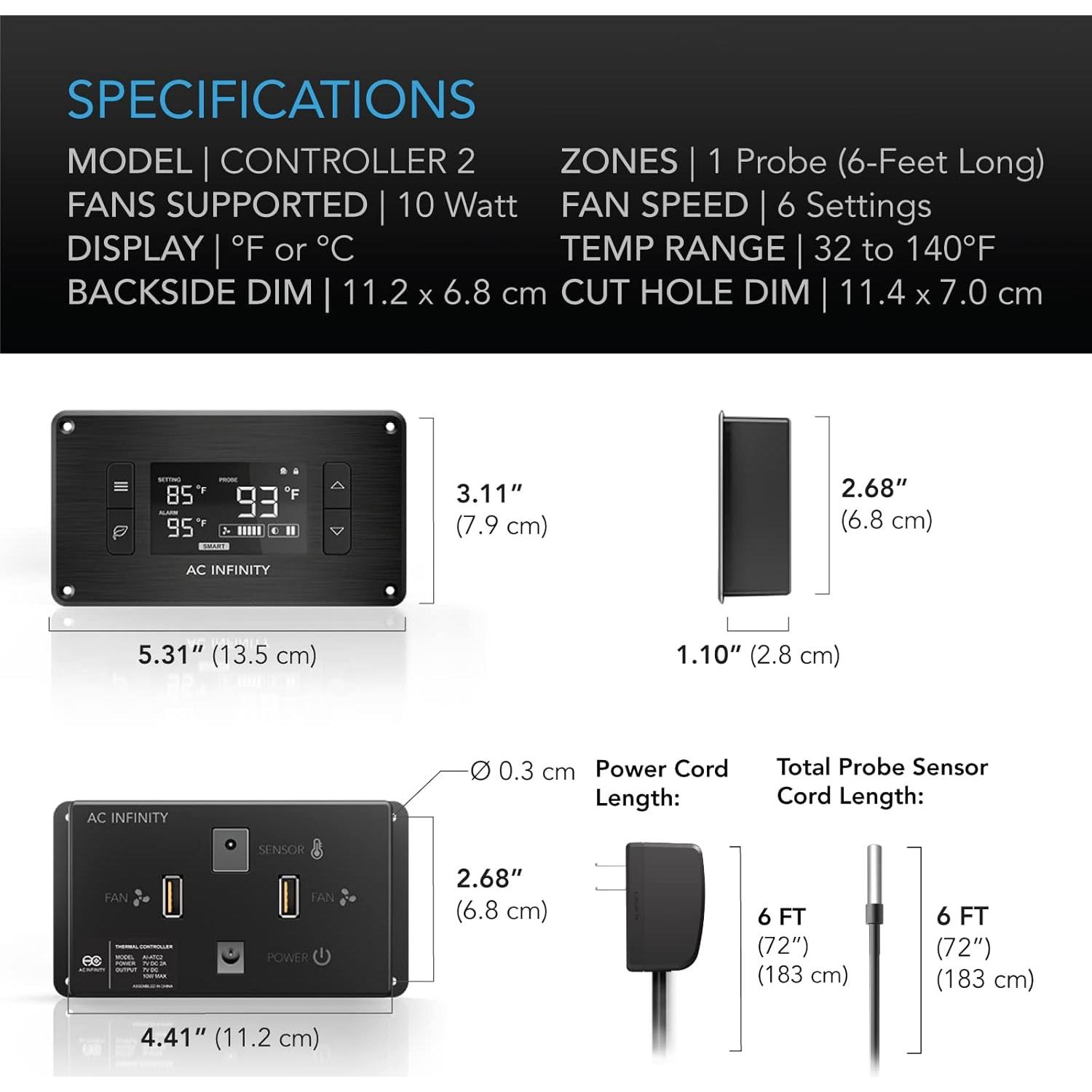 Controlador Térmico AC Infinity AI-ATC para Ventiladores USB