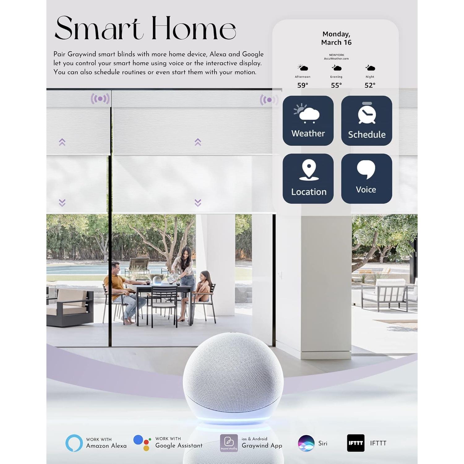 Persianas Duales Motorizadas Graywind Lino Beige 120x99cm