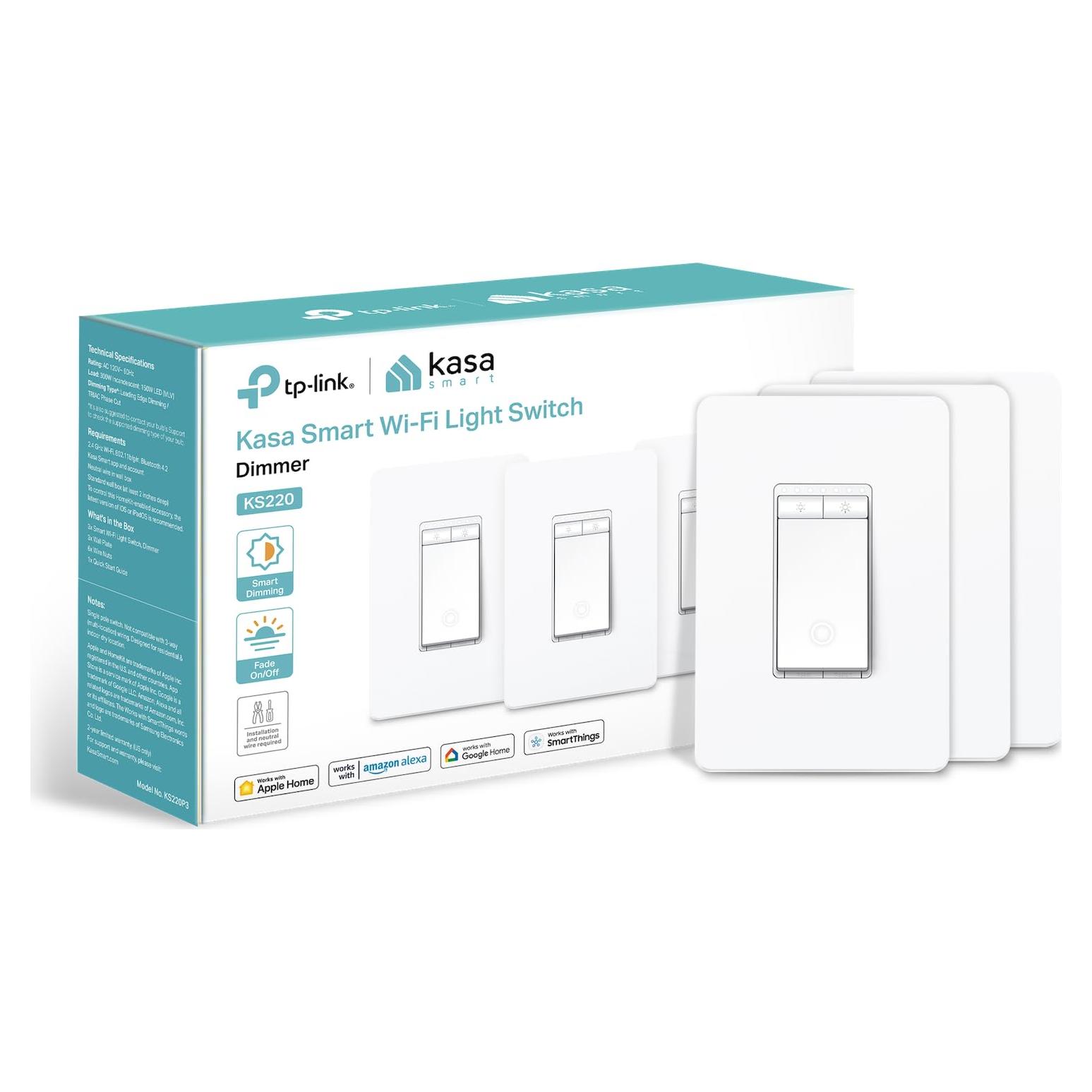 Interruptor Inteligente Kasa TP-Link KS220, Control por Voz, 2.4GHz, Blanco