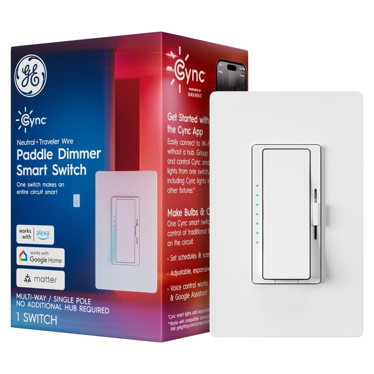 Interruptor de Atenuador Inteligente Cync GE, WiFi, 1 Paquete