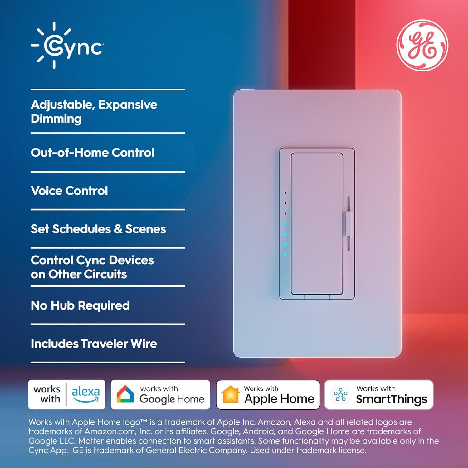 Interruptor de Atenuador Inteligente Cync GE, WiFi, 1 Paquete