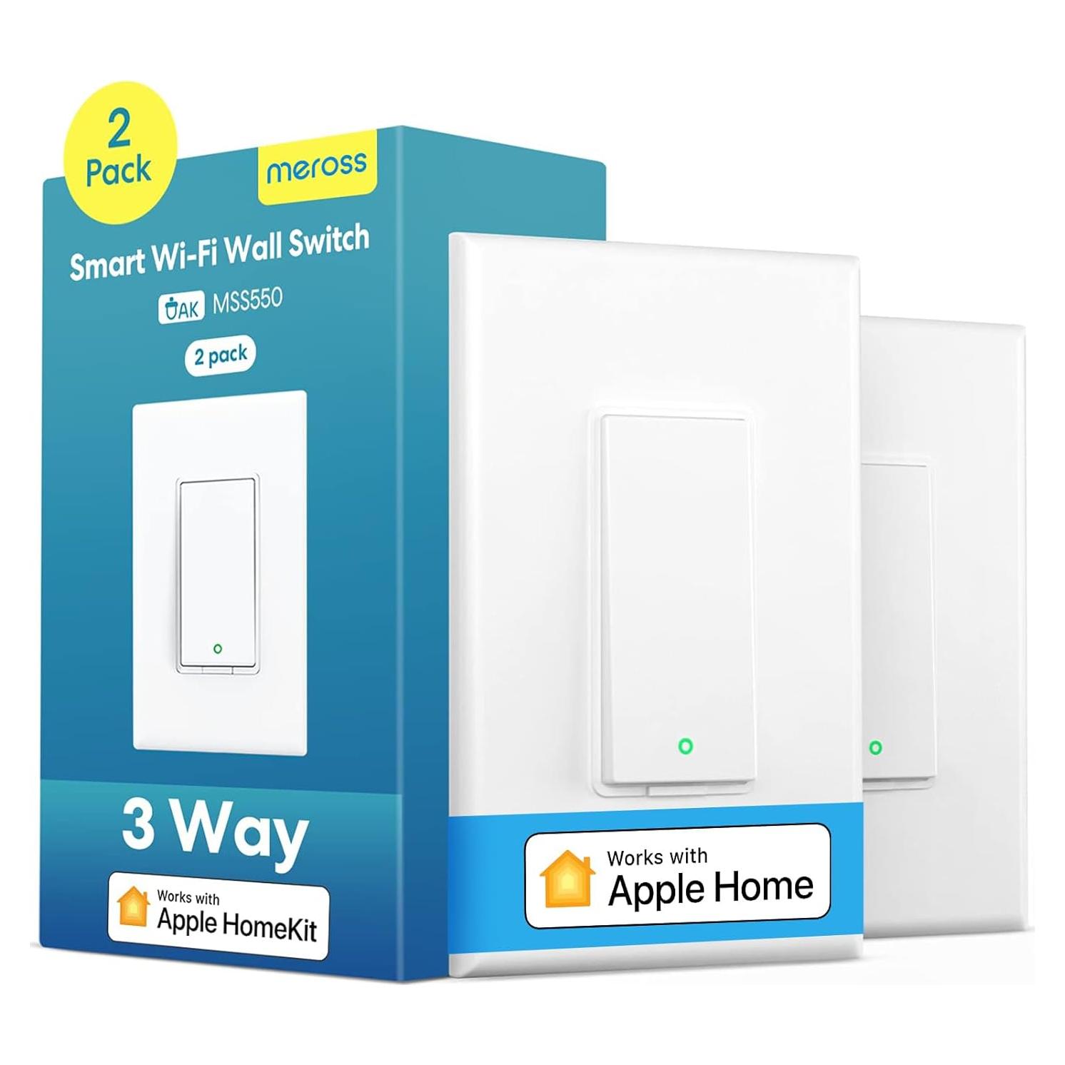 Interruptor Inteligente Meross 3 Vías WiFi 2.4GHz Control Remoto