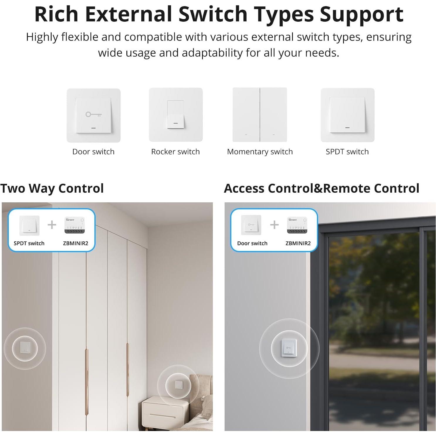 Interruptor Inteligente ZigBee SONOFF ZBMINIR2 Paquete de 4