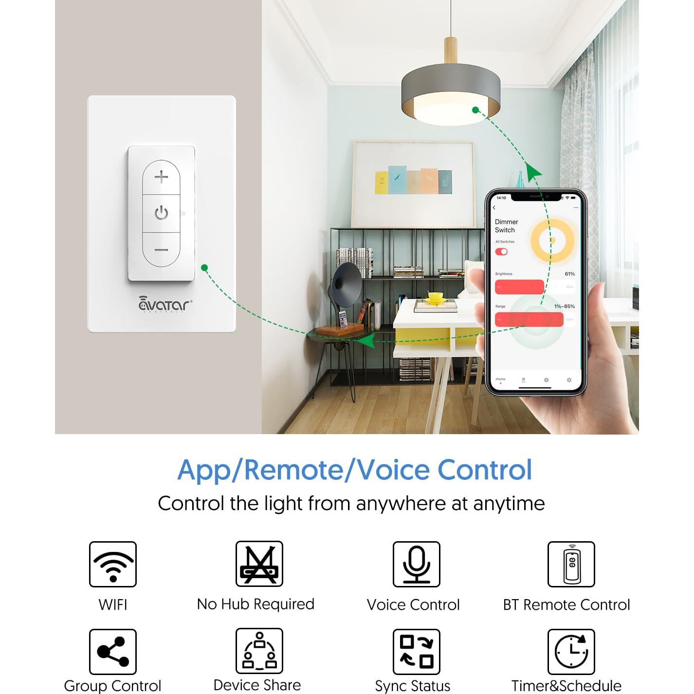 Interruptor Regulador Inteligente Bluetooth Avatar Controls