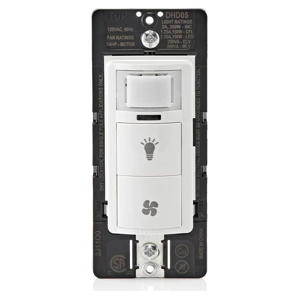 Sensor de Humedad Leviton DHD05-1LW con Interruptor Luz Blanco