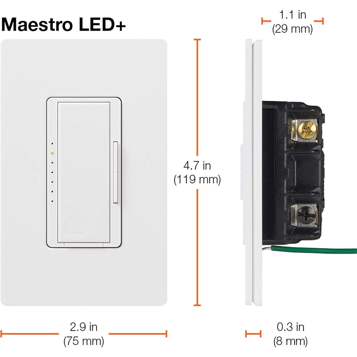 Interruptor Regulador Lutron Maestro LED+ 150W Negro