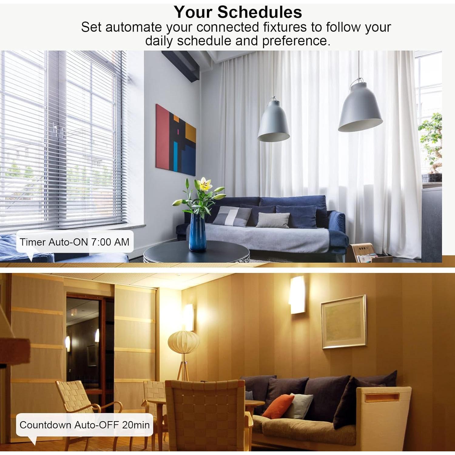 Interruptor de Luz Inteligente Filohome 2 Gang Wi-Fi 2.4GHz
