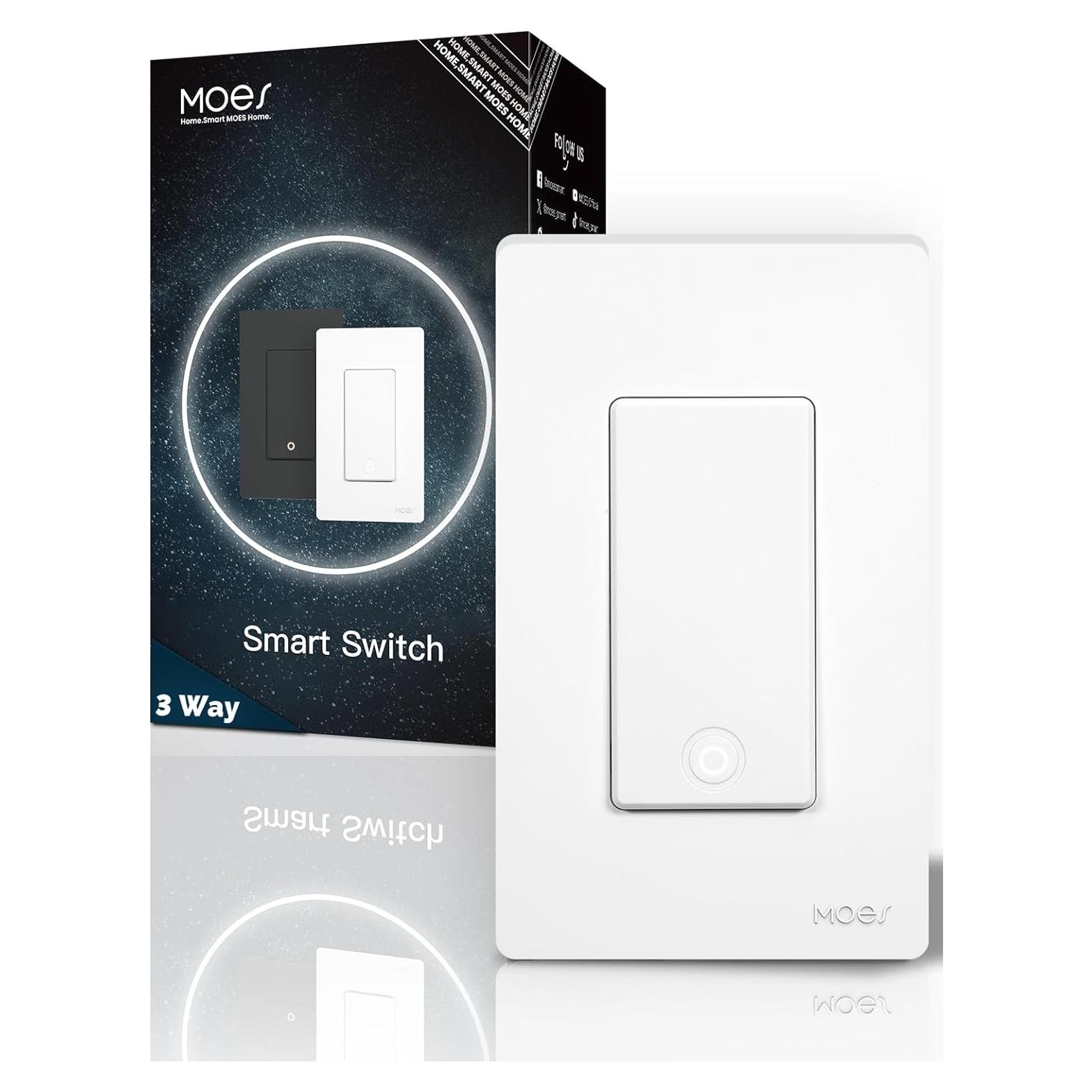 Interruptor de Luz Zigbee MOES 1 Gang 3 Vías Control Remoto