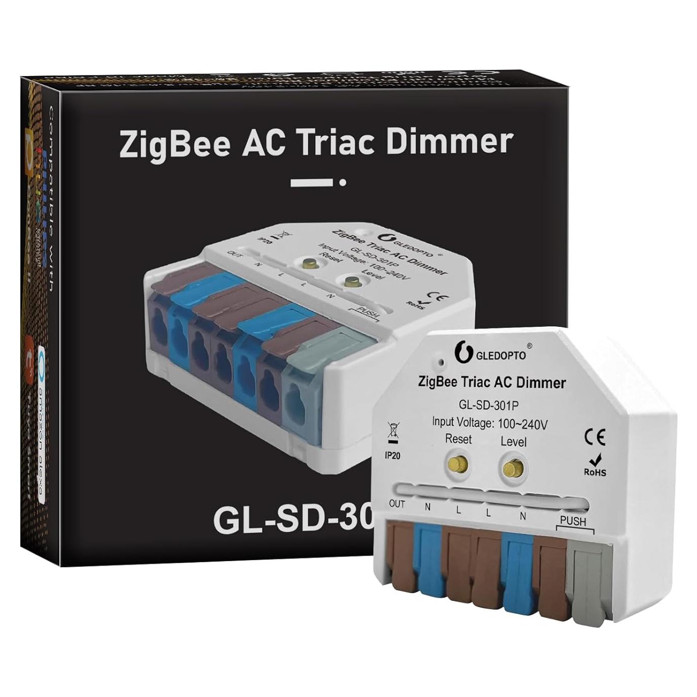 Dimmer ZigBee 3.0 GLEDOPTO AC Triac 400W Regulable Mini