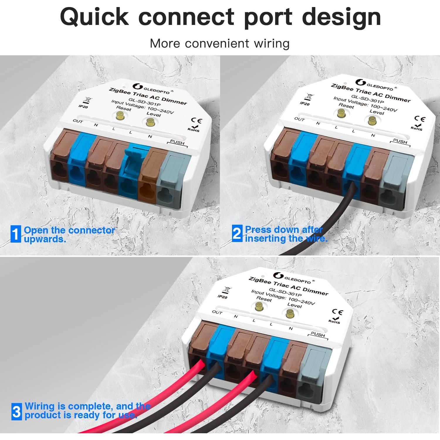 Dimmer ZigBee 3.0 GLEDOPTO AC Triac 400W Regulable Mini