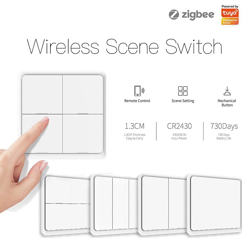 Interruptor Inteligente Inalámbrico ZigBee MoesGo 4 Gang Blanco