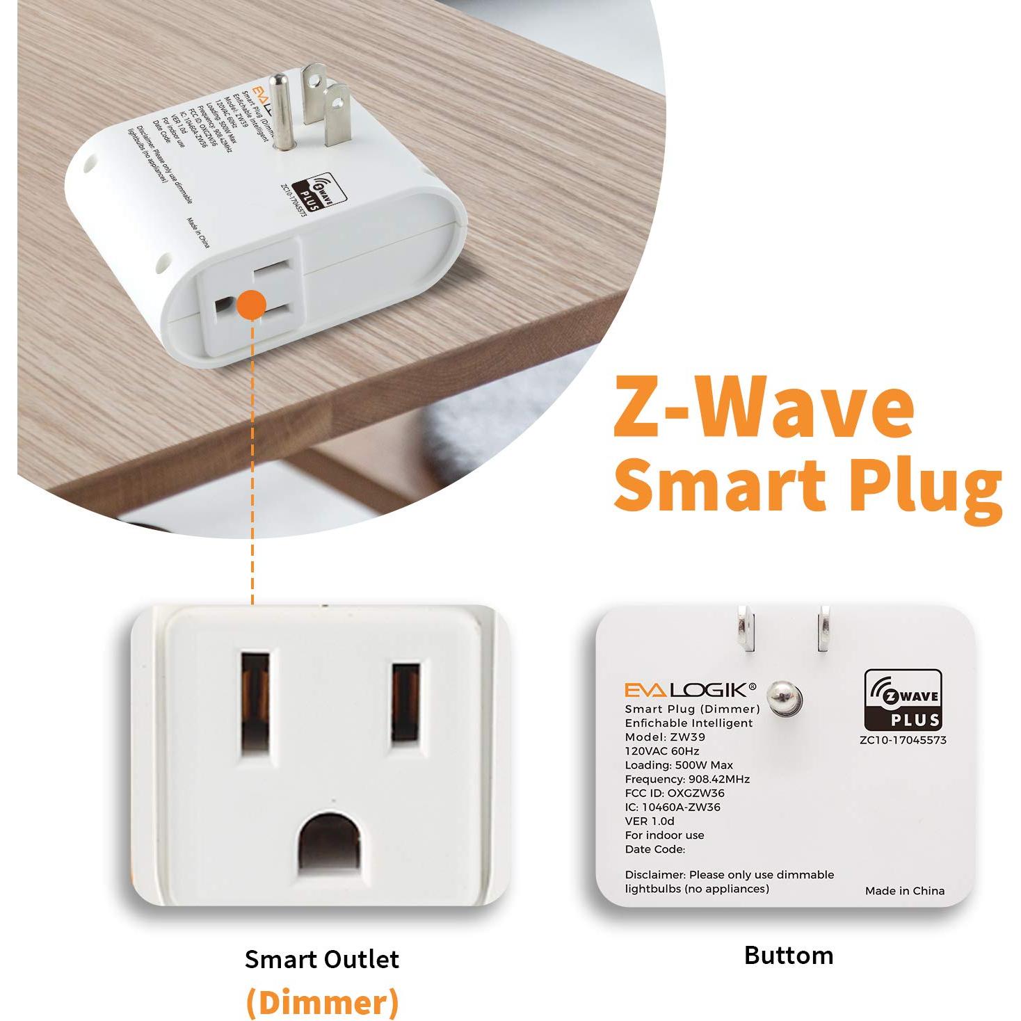 Enchufe Inteligente Regulador Z-Wave Eva Logik ZW39 500W