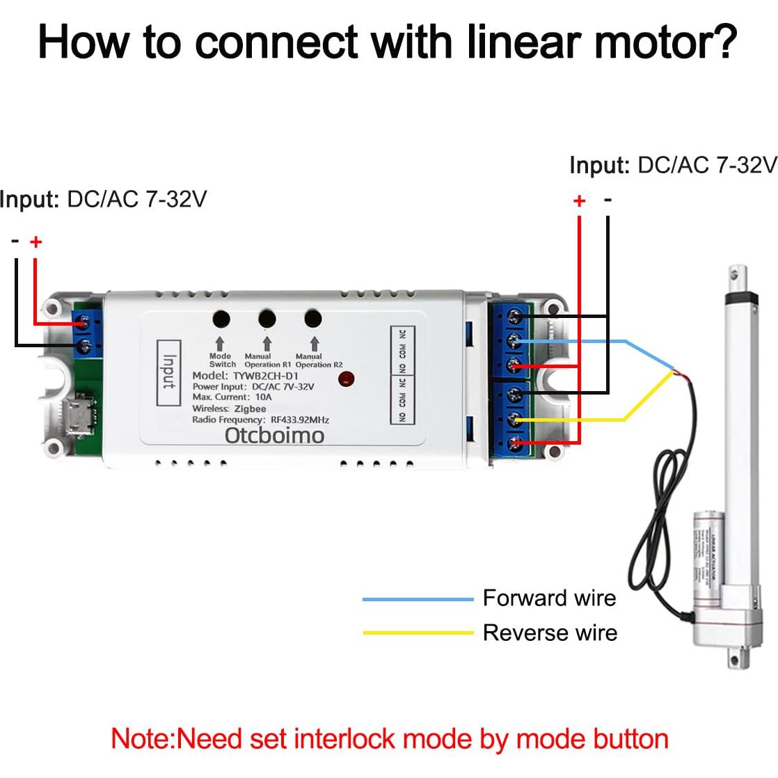 Interruptor Zigbee Eléctrico Otcboimo 2 Canales 10A DC 5V-32V
