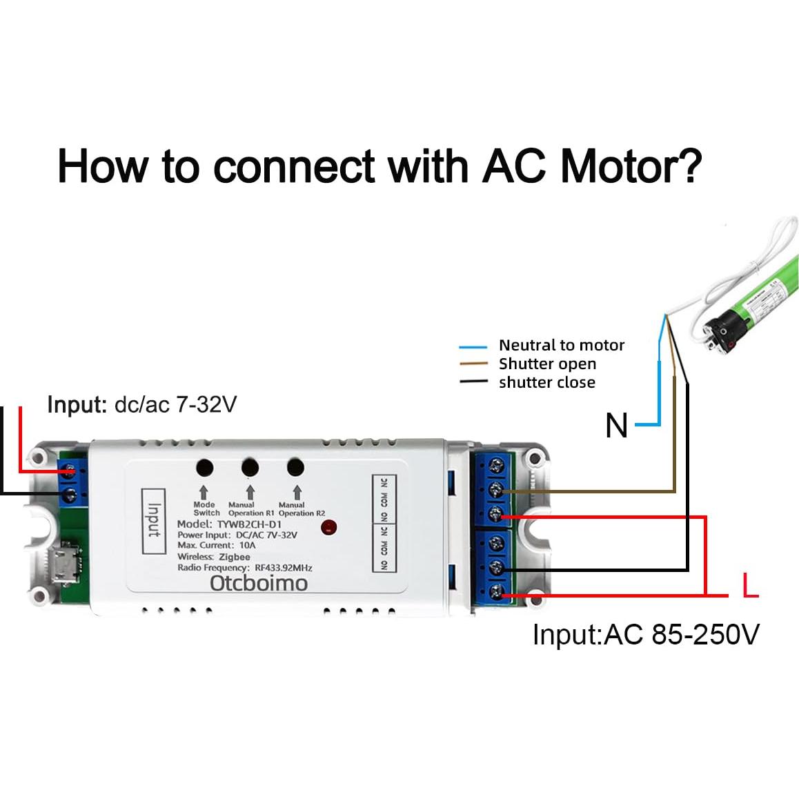 Interruptor Zigbee Eléctrico Otcboimo 2 Canales 10A DC 5V-32V