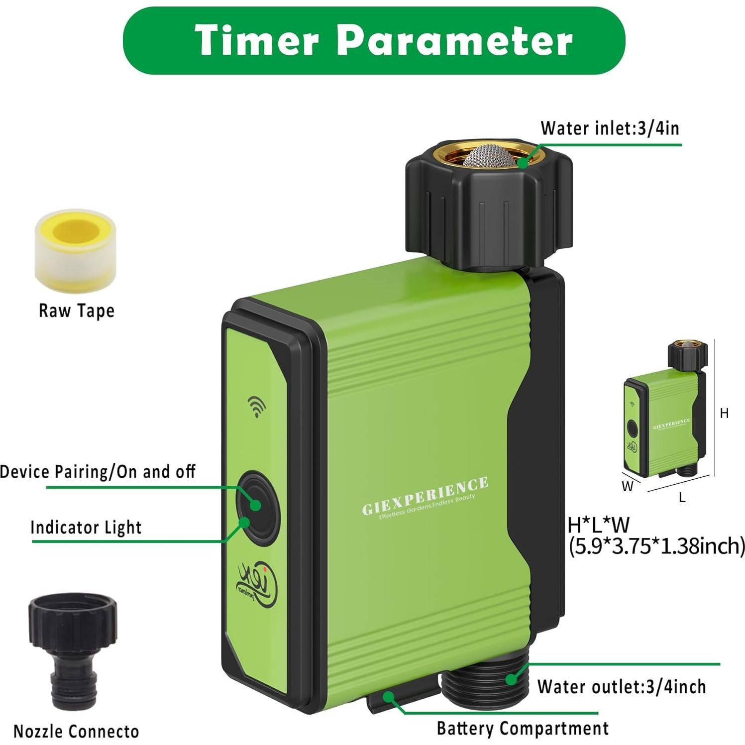 Temporizador de Riego Inteligente GIEX ZIGBEE con Medidor de Flujo