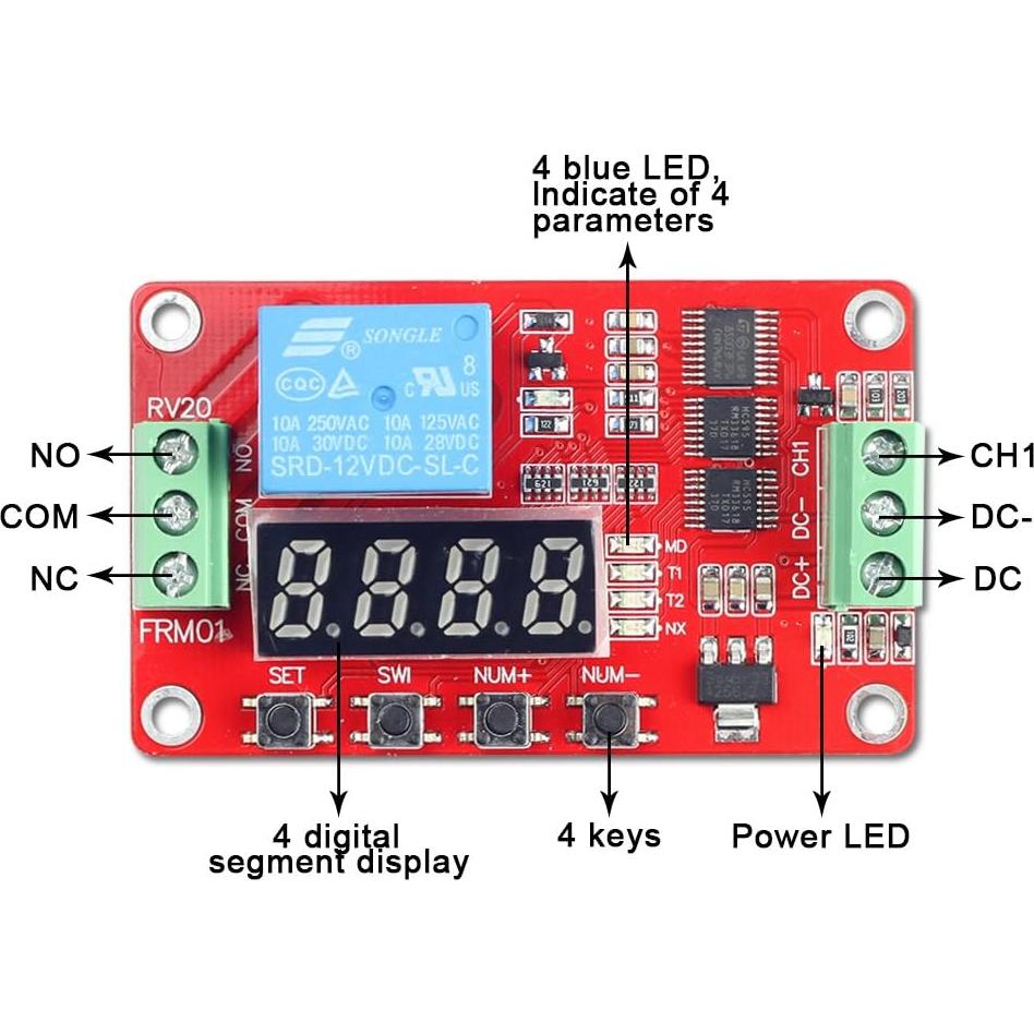 Módulo de Relé de Tiempo de Retraso UCTRONICS 12V Programable