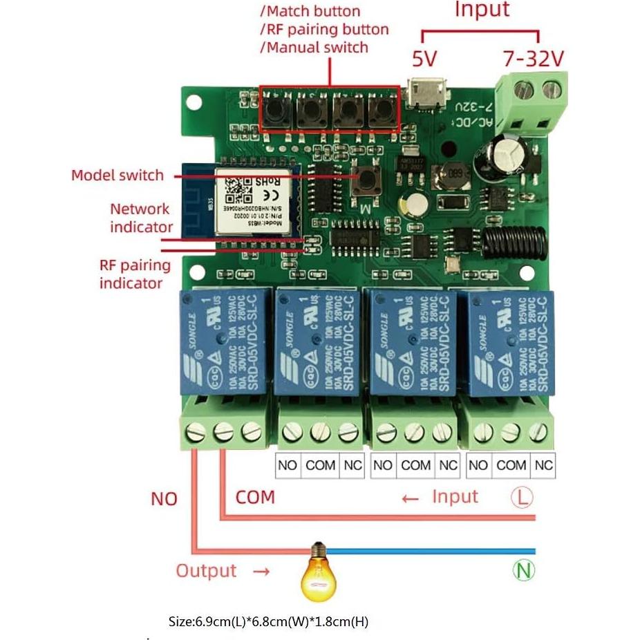 Interruptor Inteligente WIFI MHCOZY 10A Control Remoto Voz