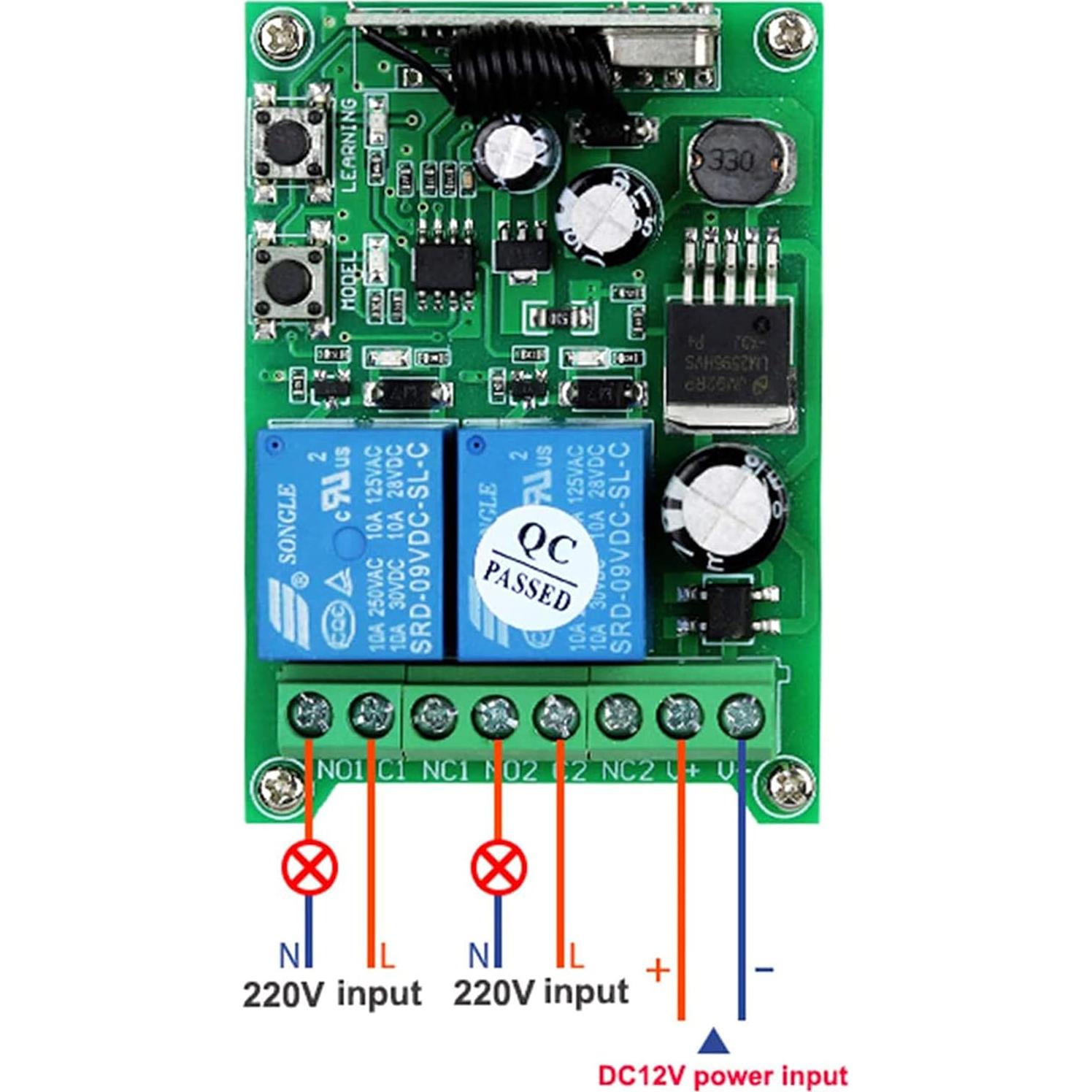 Interruptor Remoto Inalámbrico Kaleinavi 2 Canales 12-48V