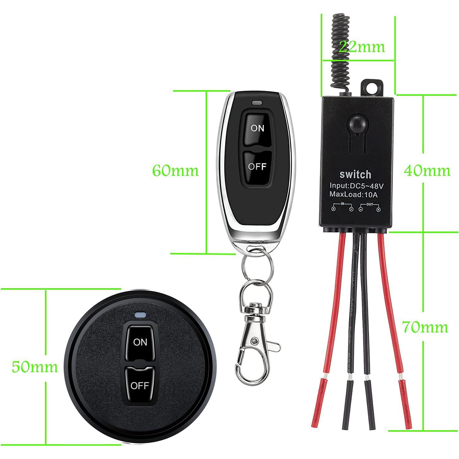 Interruptor Inalámbrico Meskliu 12V 10A Control Remoto 100m