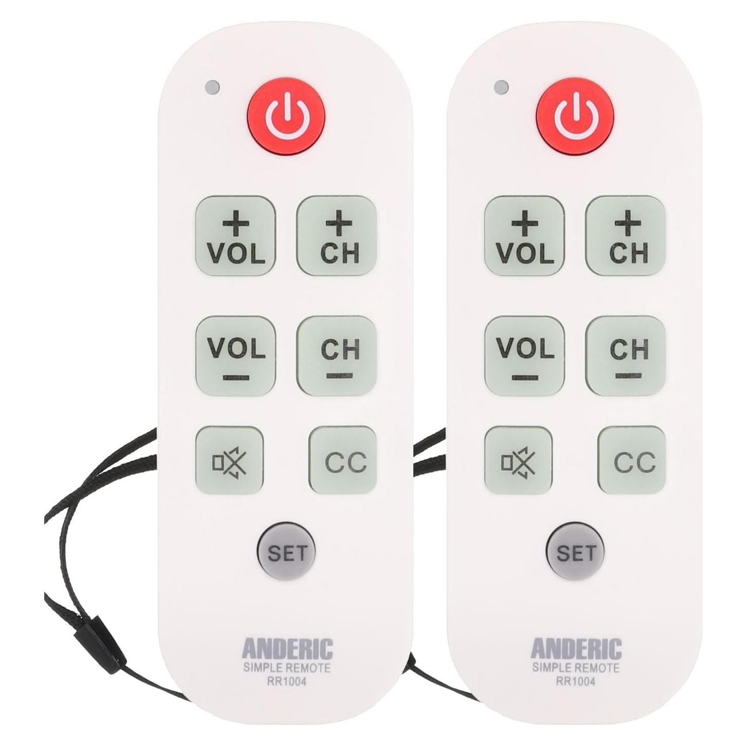 Control Remoto Universal Anderic RR1004 - 2 Paquete, Teclas Grandes